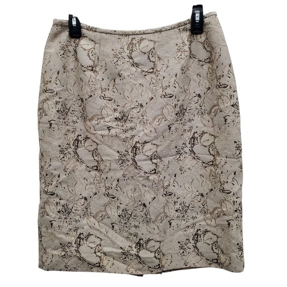 Le Suit Petite Beige Abstract‎ Floral Tapestry High Waist Career Pencil Skirt 6P - Picture 1 of 8